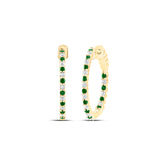 1/2CTW-DIA CN 1/2CTW-EME NATURAL GEM HOOP EARRING